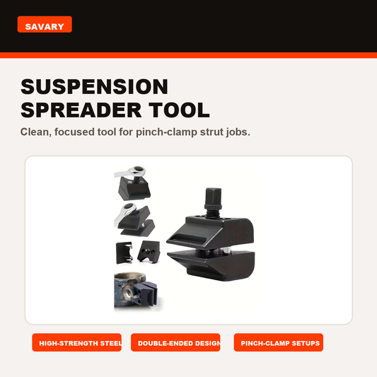 Savary Suspension Spreader clean packshot for pinch-clamp strut jobs.