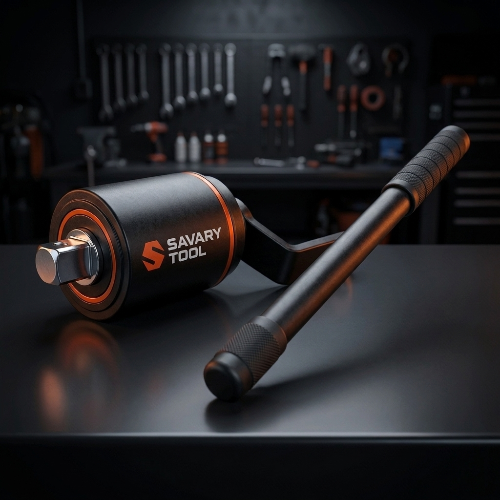 Savary Tool Torque Multiplier Wrench, black planetary gearbox with orange accents and chrome square drive