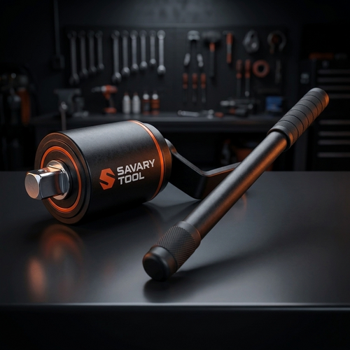 Savary Tool Torque Multiplier Wrench, black planetary gearbox with orange accents and chrome square drive
