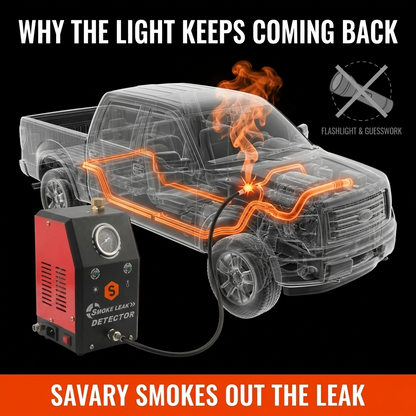 Why the check engine light keeps coming back: smoke shows the leak