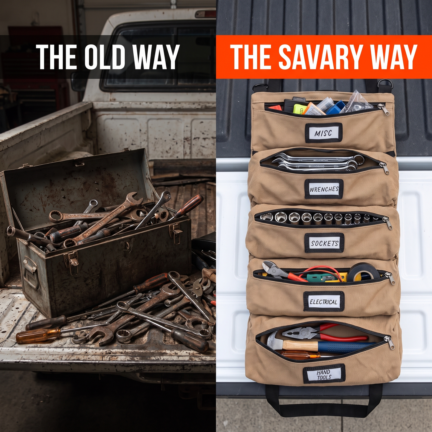 Messy toolbox vs the Savary tool roll