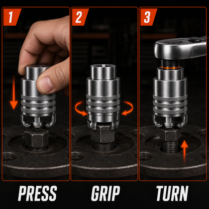 How it works: press, grip, turn